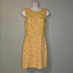 J. Crew Collection Neon Yellow Tweed Mini Sheath Dress, Size 2